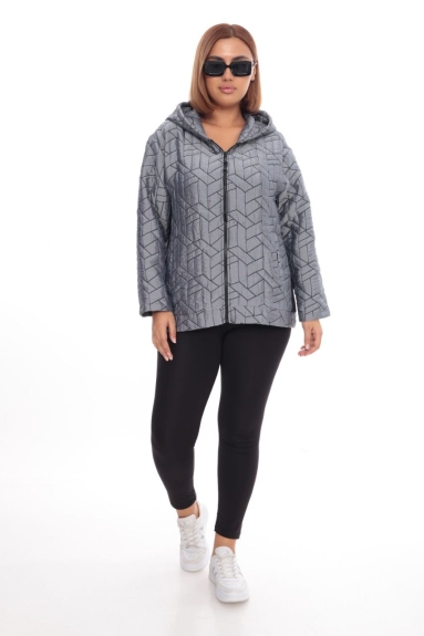  This Plus Size Womens Short Sports Jacket stands out with its stylish and modern design. Its gray color easily matches with various outfits. The jacket is available in sizes 42, 44, 46, and 48. The fabric content of the jacket includes 90% Polyester, 5% Elastane, and 5% Spandex, making it both durable and flexible. The front features a zipper closure and pockets. The hooded design provides extra protection in cold weather conditions.