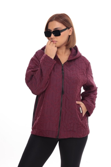  This product is a stylish and comfortable Plus Size Womens Short Sport Jacket. With its burgundy color, it is suitable for both daily use and sports activities. Available in sizes 42, 44, 46, and 48. The fabric content is 90% Polyester, 5% Elastane, and 5% Spandex, providing flexibility and comfort. It features a zipper detail on the front and two side pockets. Its soft texture and modern look complete your style.