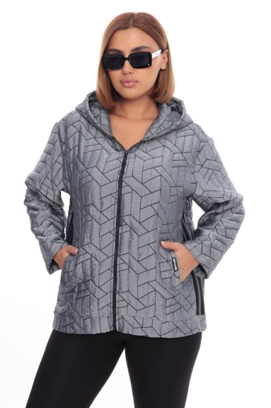  This product is a short sporty jacket designed specifically for plus size women in a stylish grey color. Made of 90% Polyester, 5% Elastane, and 5% Spandex, this jacket ensures durability and flexibility. Featuring a comfortable hood, it is ideal for both sporting activities and daily wear. Available in sizes 50, 52, 54, and 56, the fabric construction provides high breathability, ensuring comfort in various weather conditions. With a front zipper and side pockets, it offers both practicality and a chic appearance.